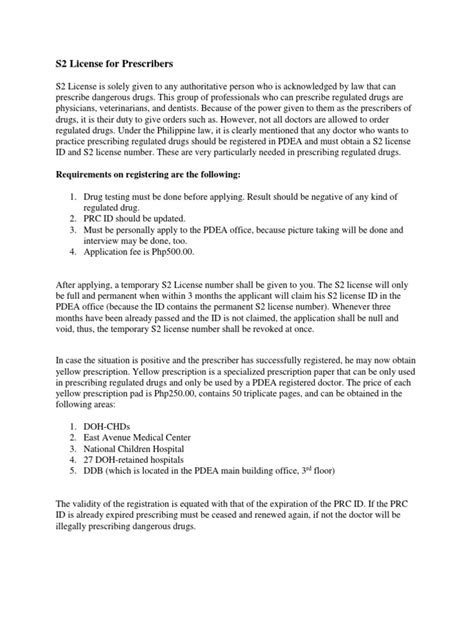 S2 License For Prescribers .